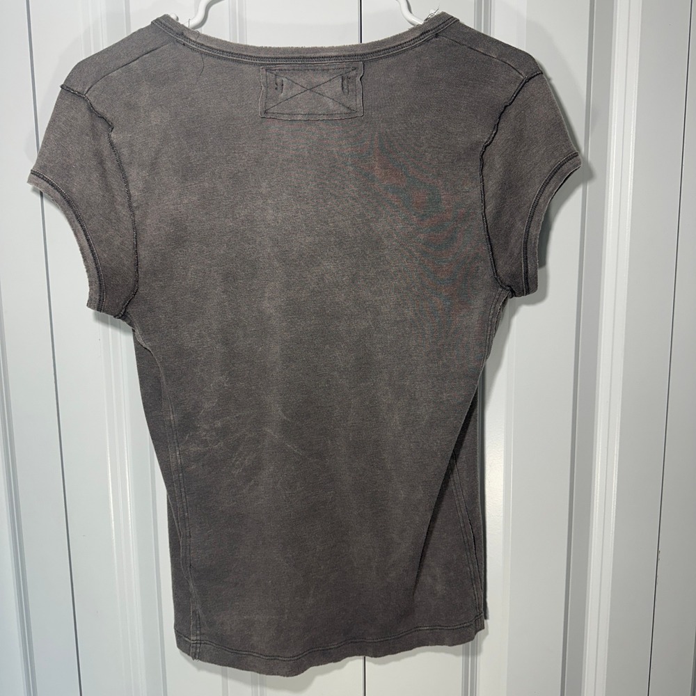 Free People Always Yours Tee Gray Notched V Neck Mineral Wash Gray Womens Small - Picture 4 of 5